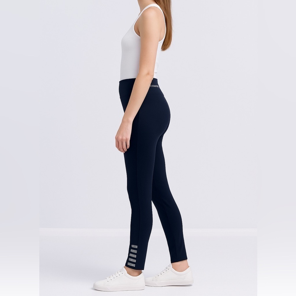 Luxe Slims Black Legging with Rhinestone Ladder Detail Sz M